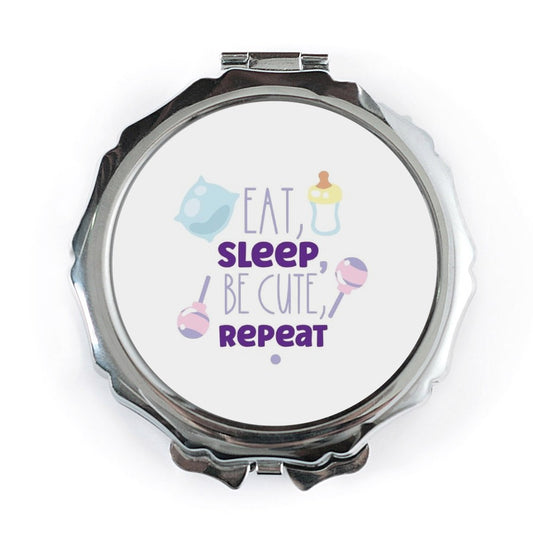 Eat Sleep Be Cute Pocket Mirror, Funny Baby Saying Gift, New Mom Present, Infant Shower Favor, Unique Keepsake Pocket Mirror - Tawshia
