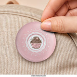 Cute Cupcake Pinback Button, Sweet Treat Button, Pink Heart Button, Kawaii Button, Food Lover Gift, Dessert Pinback Button - Tawshia