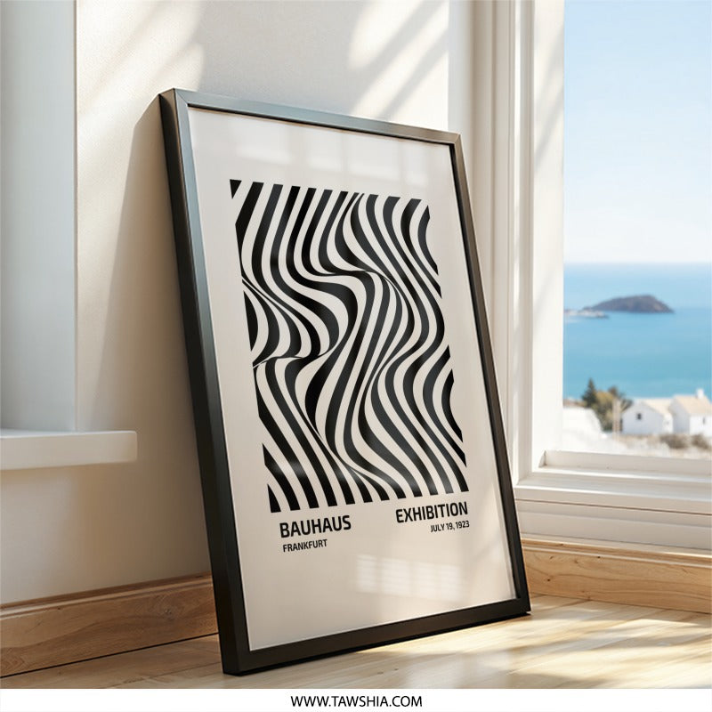 Bauhaus Exhibition Wall Art, Op Art Print, Abstract Art, Modern Art Poster, Black and White Art, July 19 1923, Frankfurt Art - Tawshia