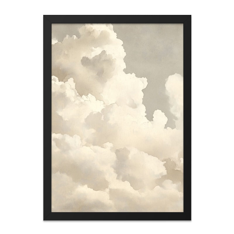 Cloudscape Wall Art, Celestial Art Print, Neutral Toned Cloud Artwork, Dreamy Sky Art, Atmospheric Cloud Painting, Serene Wall Decor - Tawshia