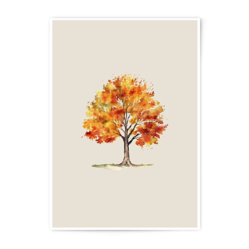 Autumn Tree Photographic Prints, Watercolor Tree, Fall Wall Art, Nature Art, Landscape Photography, Home Decor - Tawshia