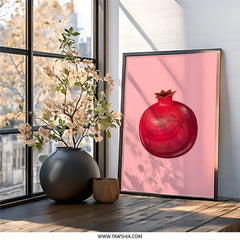 Pomegranate Wall Art, Fruit Print, Kitchen Decor, Red Fruit Art, Modern Home Decor, Minimalist Art, Food Illustration, Wall Decor Print - Tawshia