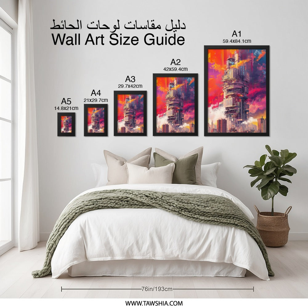 Futuristic City Wall Art, Sci Fi Building Print, Dystopian Decor, Cyberpunk Art, Modern Architecture Poster, Unique Home Decor - Tawshia