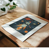 Rocket Ship Photographic Print, Outer Space Art Print, Planets Wall Art, Space Nursery Decor, Kids Room Art, Galaxy Print, Space Theme - Tawshia