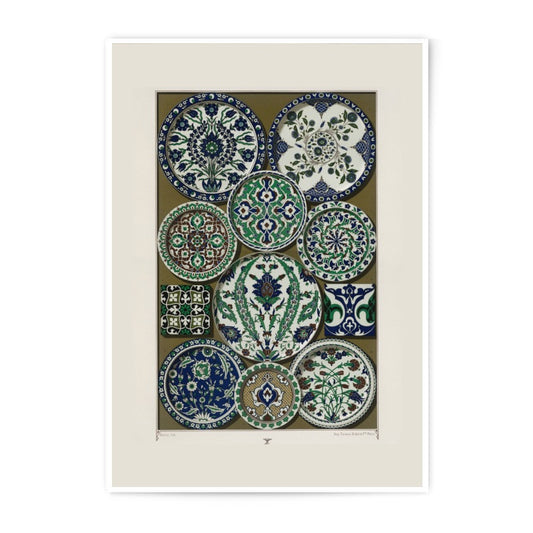 Vintage Turkish Pottery Photographic Print, Antique Ceramic Tile Wall Art, Islamic Art Decor, Ottoman Era Design - Tawshia