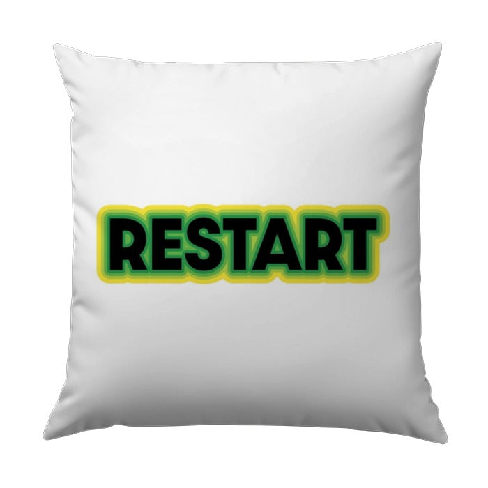 Restart Pillow, Motivational Decor, Word Art Cushion, Inspirational Pillow, Gift Idea, Home Accent, Modern Design Pillow - Tawshia