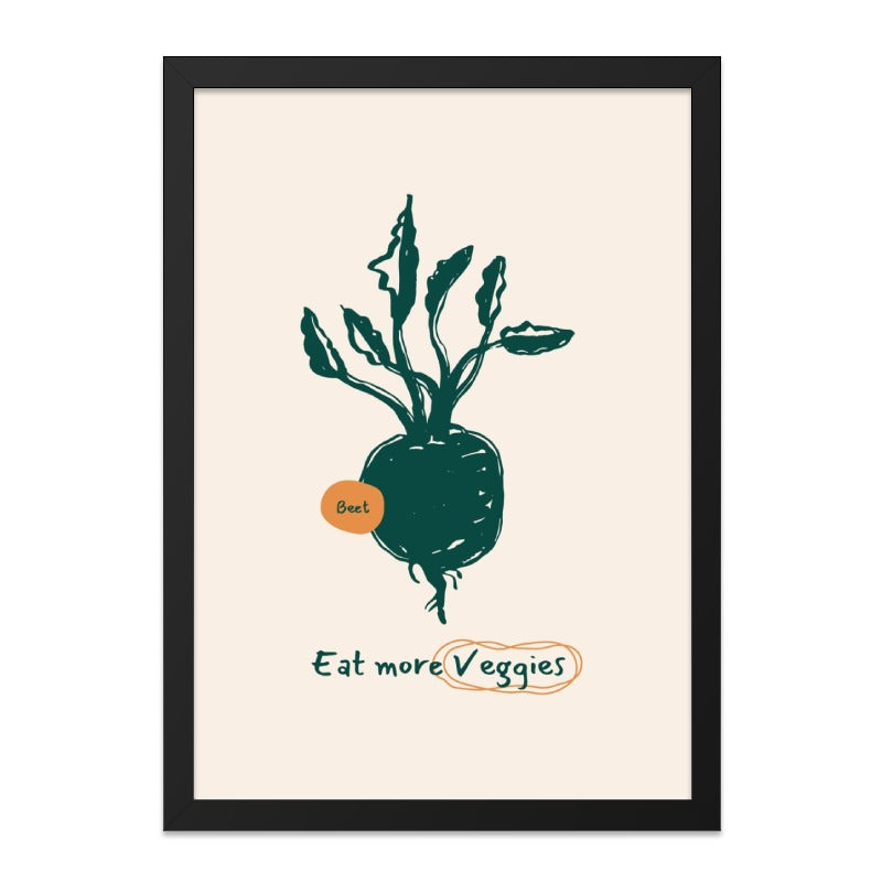 Eat More Veggies Wall Art, Beet Root Kitchen Decor, Farmhouse Print, Vegetable Art, Healthy Eating Poster, Vegan Gift, Minimalist Art - Tawshia