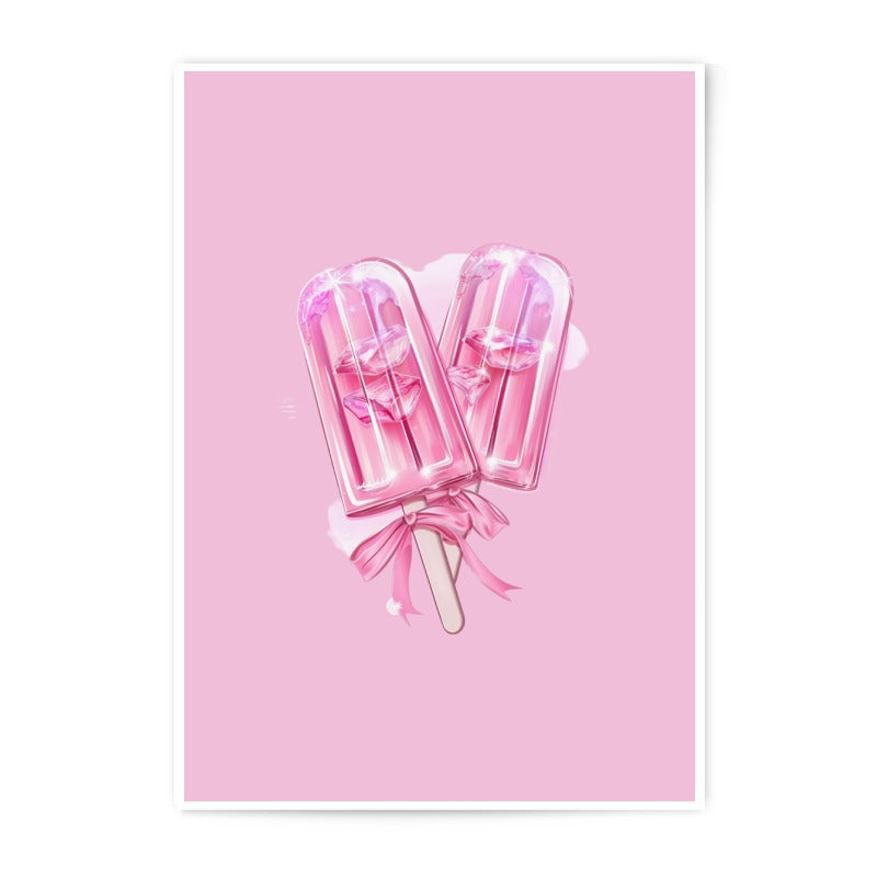 Pink Popsicle Photographic Prints, Trendy Wall Art, Candy Illustration, Sweet Summer Decor, Food Photography, Kitchen Art Print, Home Decor - Tawshia