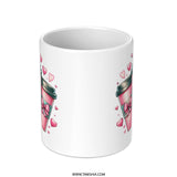 Pink Coffee Cup Mug, Coffee Lover Mug, Heart Mug, Hot Cocoa Mug, Cute Mug, Coffee Mug, Tea Mug, Gift for Her, Gift for Him, Valentine's Day - Tawshia