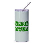 Game Over Tumbler, Gamer Gift, Retro Gaming Tumbler, Video Game Lover, Funny Gift Idea, Gift for Gamers, Pixel Art Tumbler - Tawshia