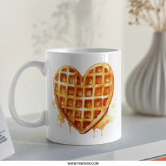 Waffle Heart Mug, Food Lover Gift, Breakfast Mug, Funny Coffee Mug, Cute Foodie Gift, Waffle Lover Gift, Unique Mug, Valentine's Day Mug SKU: MG10004206 - Tawshia