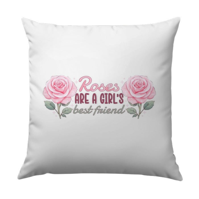 Roses are a Girls Best Friend Pillow, Floral Pillow, Pink Roses Pillow, Decorative Pillow, Flower Pillow, Girls Room Decor - Tawshia