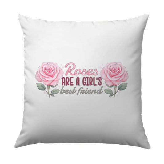 Roses are a Girls Best Friend Pillow, Floral Pillow, Pink Roses Pillow, Decorative Pillow, Flower Pillow, Girls Room Decor - Tawshia