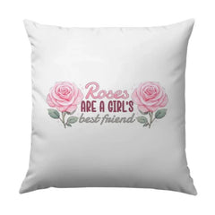 Roses are a Girls Best Friend Pillow, Floral Pillow, Pink Roses Pillow, Decorative Pillow, Flower Pillow, Girls Room Decor - Tawshia