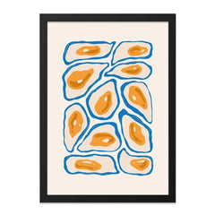 Abstract Oyster Wall Art, Blue and Orange Print, Modern Home Decor, Coastal Artwork, Stylish Wall Decor, Trendy Gift Idea - Tawshia