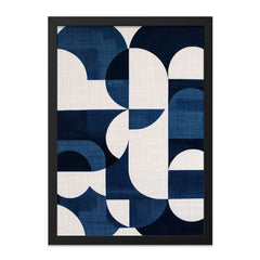 Navy Geometric Wall Art, Mid Century Modern Print, Abstract Shapes Art, Scandinavian Decor, Minimalist Art, Wall Decor - Tawshia