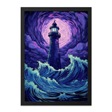 Lighthouse Wall Art, Ocean Wave Print, Purple Sky Decor, Coastal Art Print, Nautical Wall Decor, Stormy Sea Art, Dramatic Art - Tawshia
