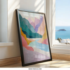 Abstract Mountain Wall Art, Pastel Landscape Print, Colorful Mountain Painting, Modern Home Decor, Nature Wall Art - Tawshia