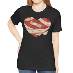 Heart with Bandages Design on Black T-Shirt product