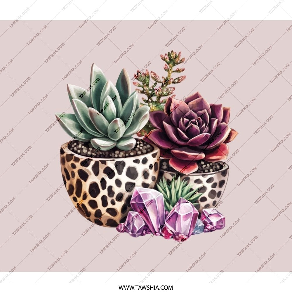 Succulent Garden BackPack, Crystal Accents Bookbag, Cute Plant Lover Rucksack, Unique Floral School Bag, Stylish Travel Pack, Nature - Tawshia
