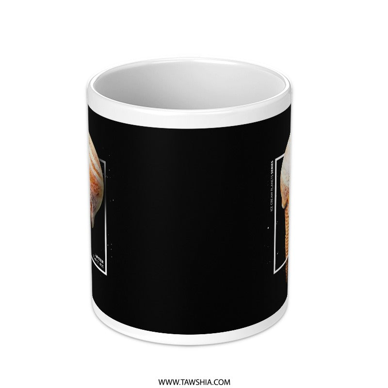 Ice Cream Cone Print on Black Background Mug product