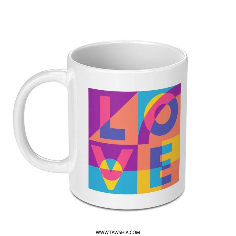 Vibrant Artistic Love Typography Design Mug product type