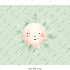 Smiling Sun BackPack, Cute Floral Back Pack, Positive Vibes Bag, Happy Face Back Pack, Watercolor Leaves, Pastel Colors, Kids School Bag - Tawshia