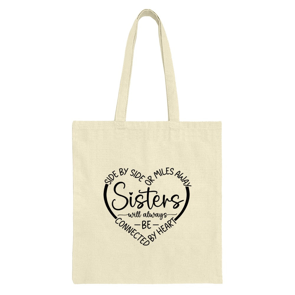 Sisters Tote Bag, Long Distance Sister Gift, Sister Always Connected, Heart Tote, Sister Gift Idea, Best Sister Ever, Sister Present - Tawshia