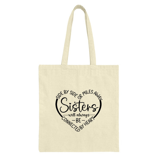 Sisters Tote Bag, Long Distance Sister Gift, Sister Always Connected, Heart Tote, Sister Gift Idea, Best Sister Ever, Sister Present - Tawshia