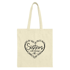 Sisters Tote Bag, Long Distance Sister Gift, Sister Always Connected, Heart Tote, Sister Gift Idea, Best Sister Ever, Sister Present - Tawshia