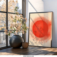 Red Sun Wall Art, Circle Print, Abstract Art Print, Geometric Wall Decor, Modern Art, Home Decor, Unique Wall Art, Abstract Circle - Tawshia