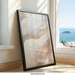 Abstract Beige Wall Art, Modern Neutral Art Print, Contemporary Home Decor, Minimalist Artwork, Fluid Art Design, Elegant Wall Decor - Tawshia