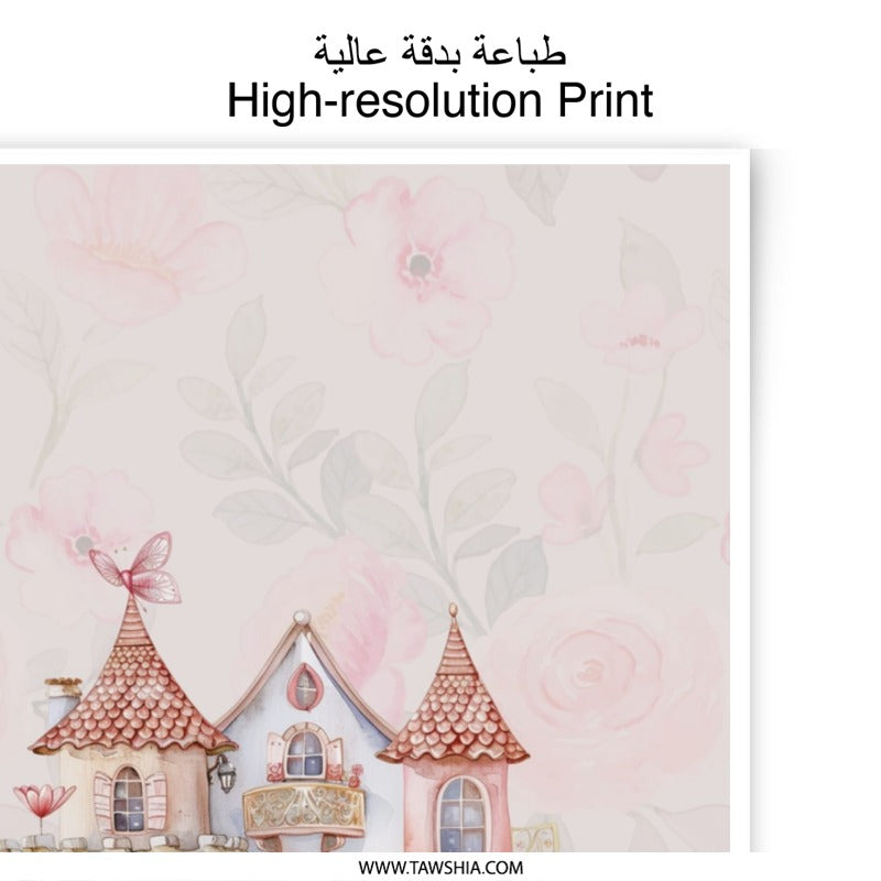Fairy Tale Castle Photographic Print, Whimsical Art, Kids Room Decor, Fantasy Castle Art, Princess Castle Print, Pastel Home Decor - Tawshia