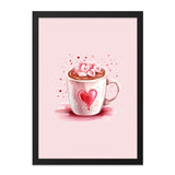 Valentine Wall Art, Hot Chocolate Print, Heart Marshmallow Mug, Cute Home Decor, Sweet Treat Illustration, Coffee Lover Gift, Kitchen Art - Tawshia
