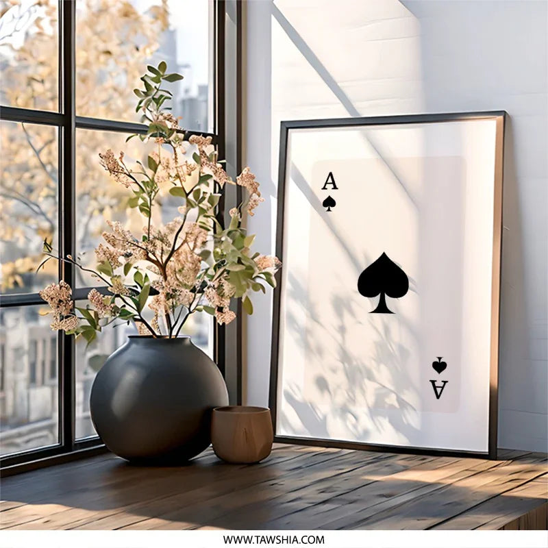 Ace of Spades Wall Art, Playing Card Print, Minimalist Home Decor, Card Game Art, Modern Wall Decor, Casino Wall Art - Tawshia