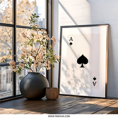 Ace of Spades Wall Art, Playing Card Print, Minimalist Home Decor, Card Game Art, Modern Wall Decor, Casino Wall Art - Tawshia