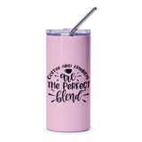 Coffee and Friends Tumbler, Perfect Blend Tumbler, Friendship Gift, Gift for Coffee Lover, Tumbler with Straw, Pink Tumbler - Tawshia