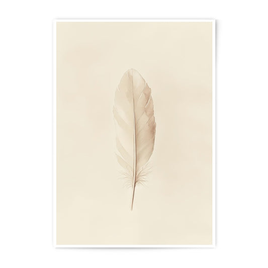 Feather Photographic Print, Minimalist Art, Neutral Wall Decor, Modern Home, Light Academia, Boho Chic Feather Print, Beige Feather Art - Tawshia
