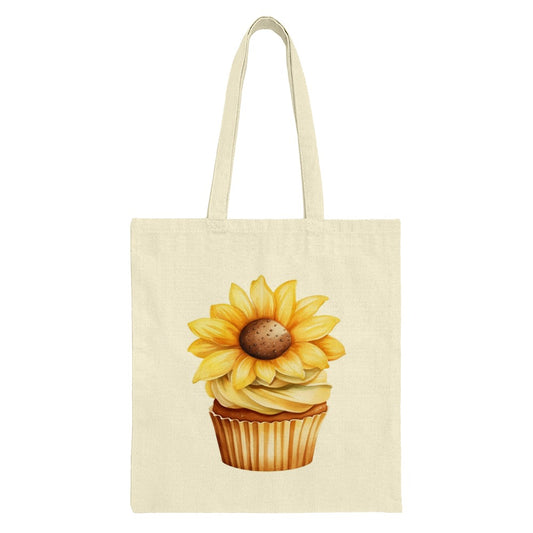 Sunflower Cupcake Tote Bag, Floral Pastry Design, Unique Gift Idea, Sweet Treat Tote, Baker Gift, Everyday Tote, Cute Tote - Tawshia