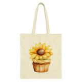 Sunflower Cupcake Tote Bag, Floral Pastry Design, Unique Gift Idea, Sweet Treat Tote, Baker Gift, Everyday Tote, Cute Tote - Tawshia
