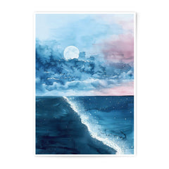Moonlight Wave Photographic Print, Ocean Art, Night Sky Art, Beach Decor, Wall Art, Home Decor - Tawshia