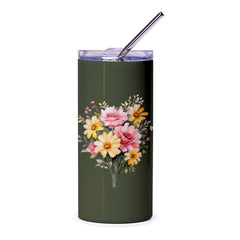 Floral Tumbler, Flower Bouquet Tumbler, Elegant Tumbler, Spring Tumbler, Unique Gift for Her, Floral Design Tumbler, Cute Tumbler - Tawshia
