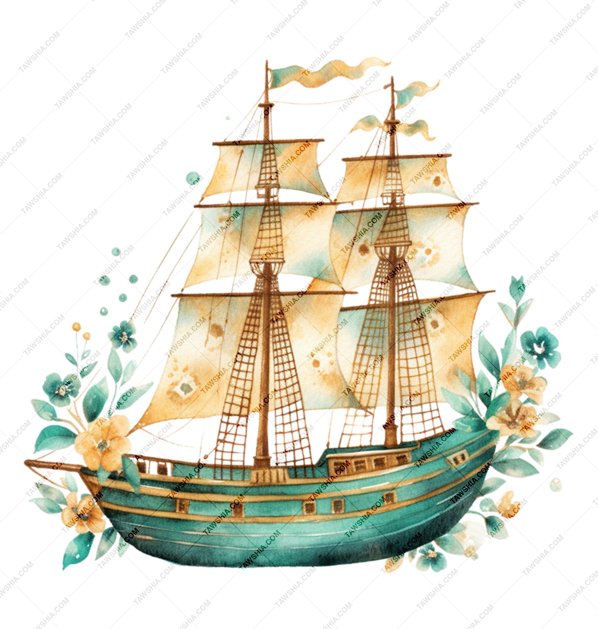 Hand-Painted Vintage Sailing Ship Art product