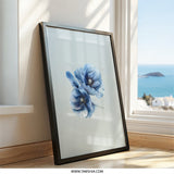 Blue Poppy Wall Art, Floral Print, Flower Wall Decor, Botanical Art, Modern Home Decor, Minimalist Art, Elegant Gift - Tawshia