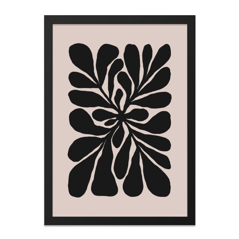 Minimalist Abstract Wall Art, Black Botanical Print, Contemporary Home Decor, Modern Art Printable, Aesthetic Poster, Framed Art - Tawshia