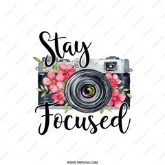 Stay Focused Pillow, Camera Pillow, Photographer Gift, Floral Pillow, Photography Decor, Home Decor Pillow, Living Room Decor - Tawshia