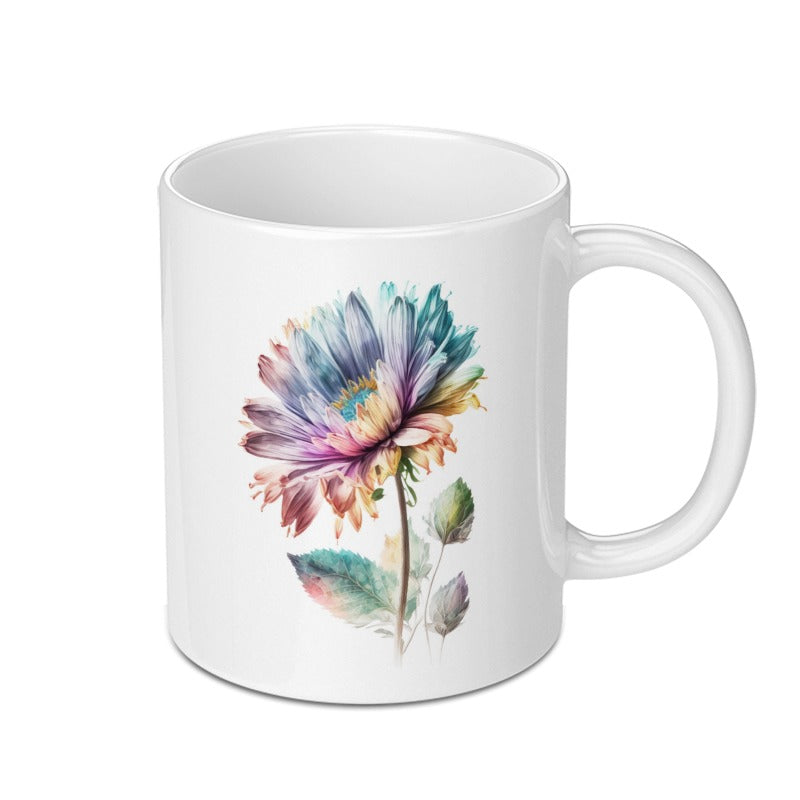 Colorful Dahlia Mug, Floral Art Mug, Flower Lover Gift, Botanical Mug, Unique Coffee Mug, Tea Mug, Gift for Her, Aesthetic Mug - Tawshia