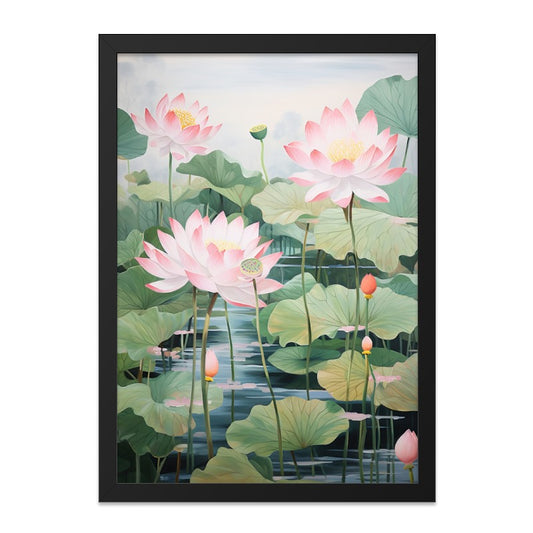 Lotus Flower Wall Art, Pink Floral Print, Botanical Wall Decor, Water Lily Art, Nature Wall Art, Serene Wall Art - Tawshia
