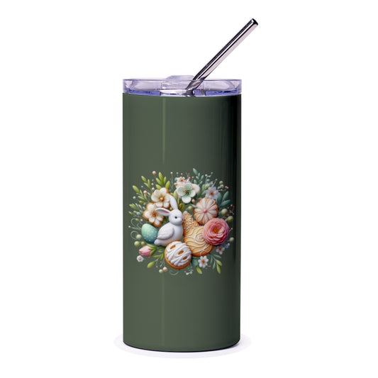 Easter Bunny Tumbler, Floral Tumbler, Spring Tumbler, Easter Decor, Bunny Gift, Cute Tumbler, Travel Mug, Drinkware, Easter Gift - Tawshia