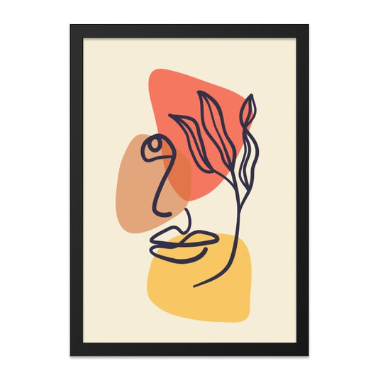 Abstract Face Wall Art, Modern Art Print, Minimalist Line Art, Boho Wall Decor, Contemporary Art Poster, Home Decor Gift, Framed Wall Art - Tawshia
